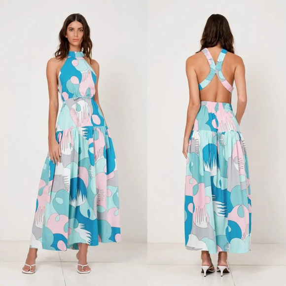 Free People SWF Highneck Cross Back Midi Dress Size Small $399 - Picture 16 of 16